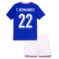 Camisa de Futebol França Theo Hernandez #22 Equipamento Principal Infantil Europeu 2024 Manga Curta (+ Calças curtas)